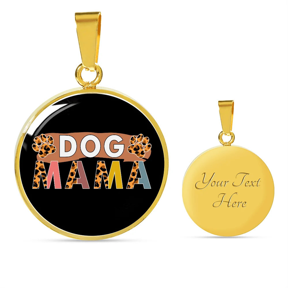 Dog mama Personalized Engraved Gold Circle Necklace Custom Name Date Gift for H